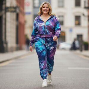 Latiste/L'Rev37 Denim Tie Dye Jogger Set, NWT! Size 2X